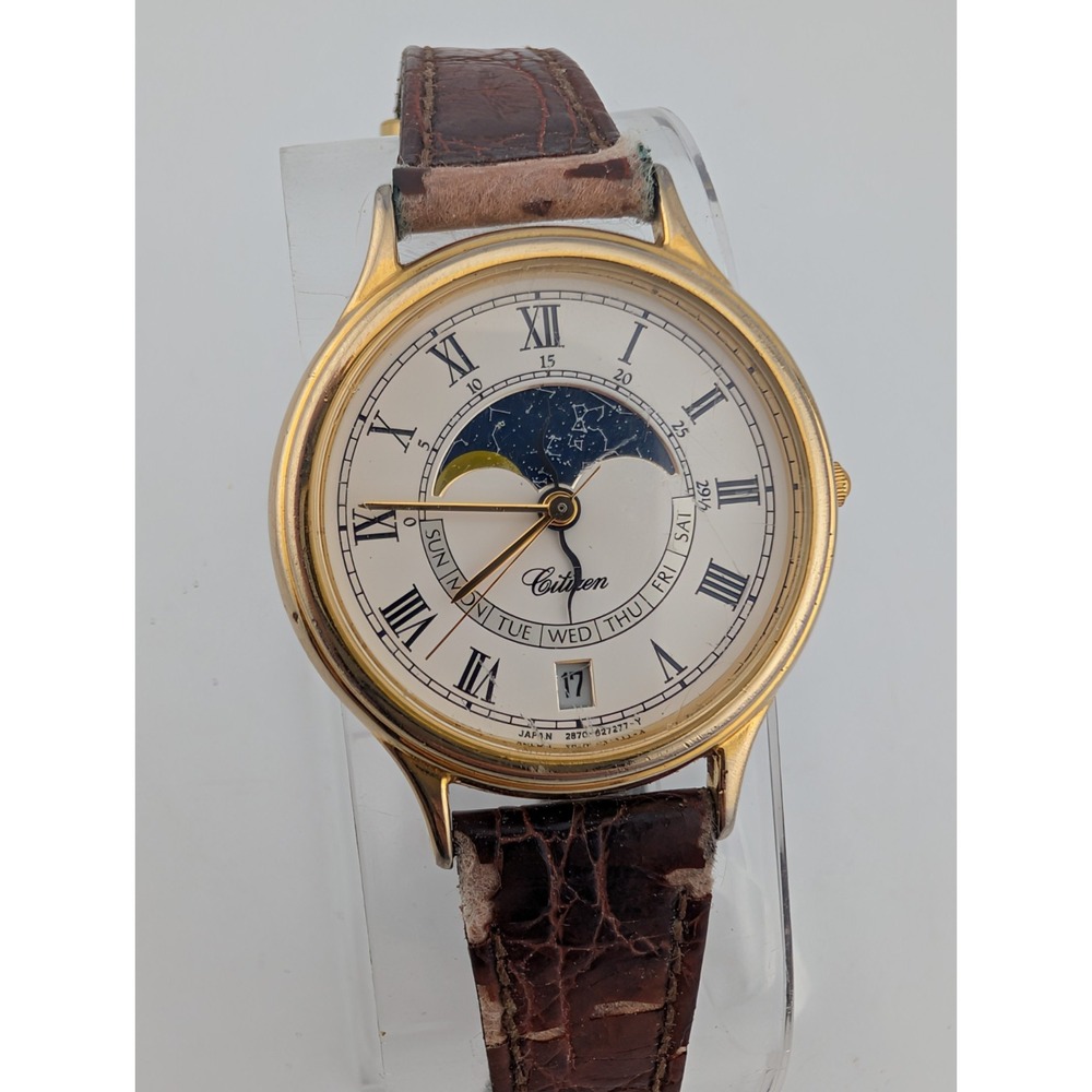 Vtg Citizen Astro Fantasy Moon Phase Watch 30mm Case- For Parts/Repair